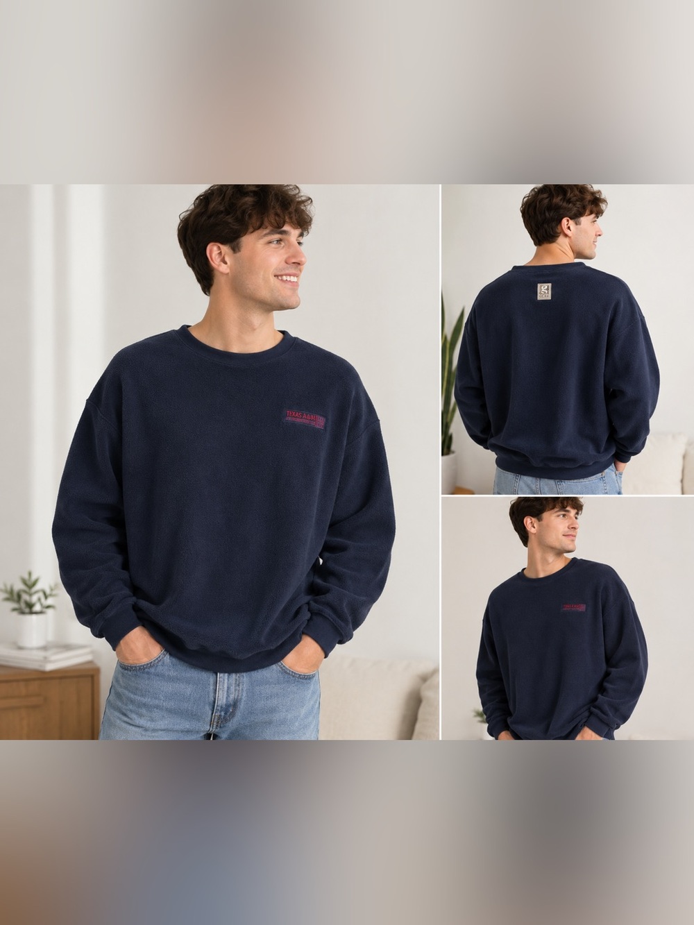 Gear for Sports Texas A&M Fleece Pullover Sweatshirt XXL Navy Embroidered Logo